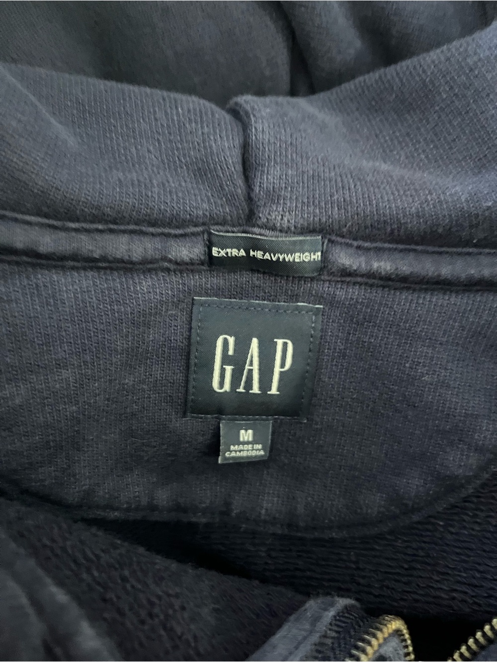 GAP Adult Extra Heavyweight French Terry Zip Hoodie Navy Size L - Picture 7 of 7